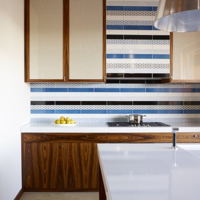 kitchen blue white dark wood interior design studio catoir
